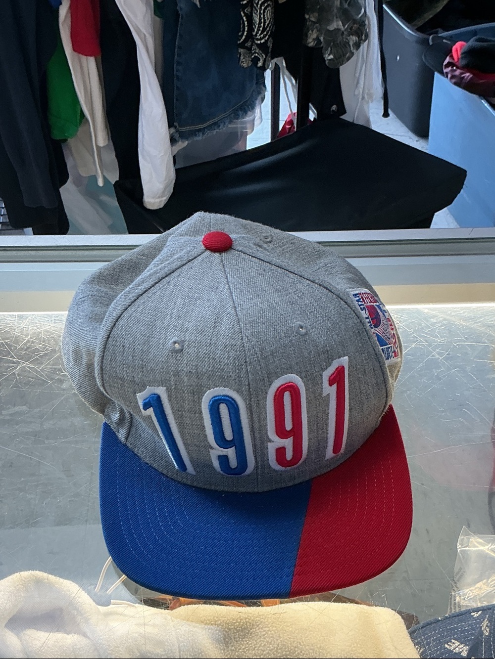 Kids '1991' Two-Tone Grey, Blue & Red Baseball Cap